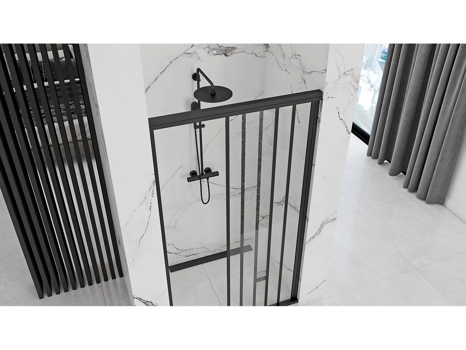 Porte De Douche Rea Alex 100 Black