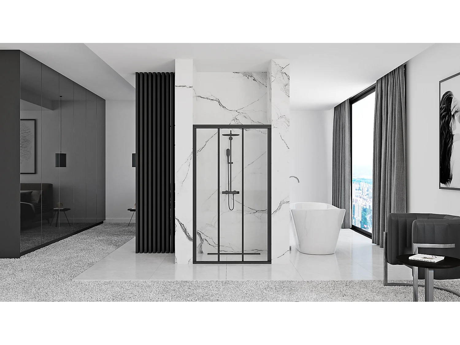 Porte De Douche Rea Alex 100 Black