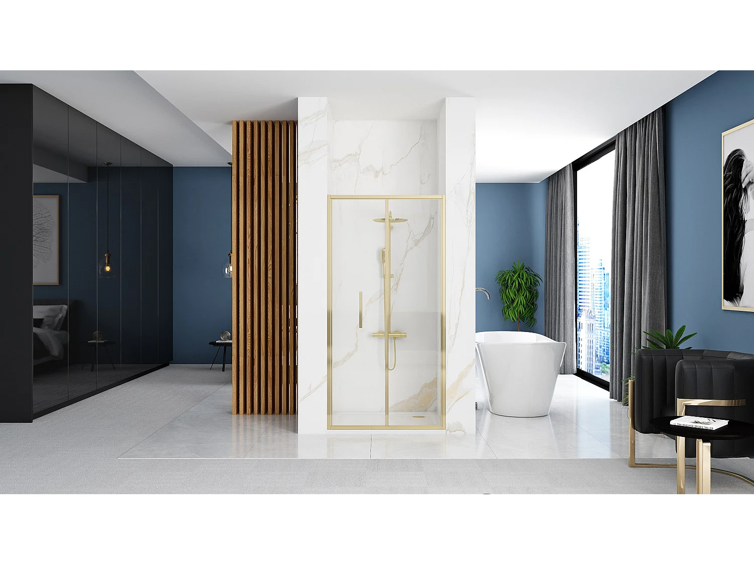 Porte De Douche Rea Rapid Fold 80 Gold