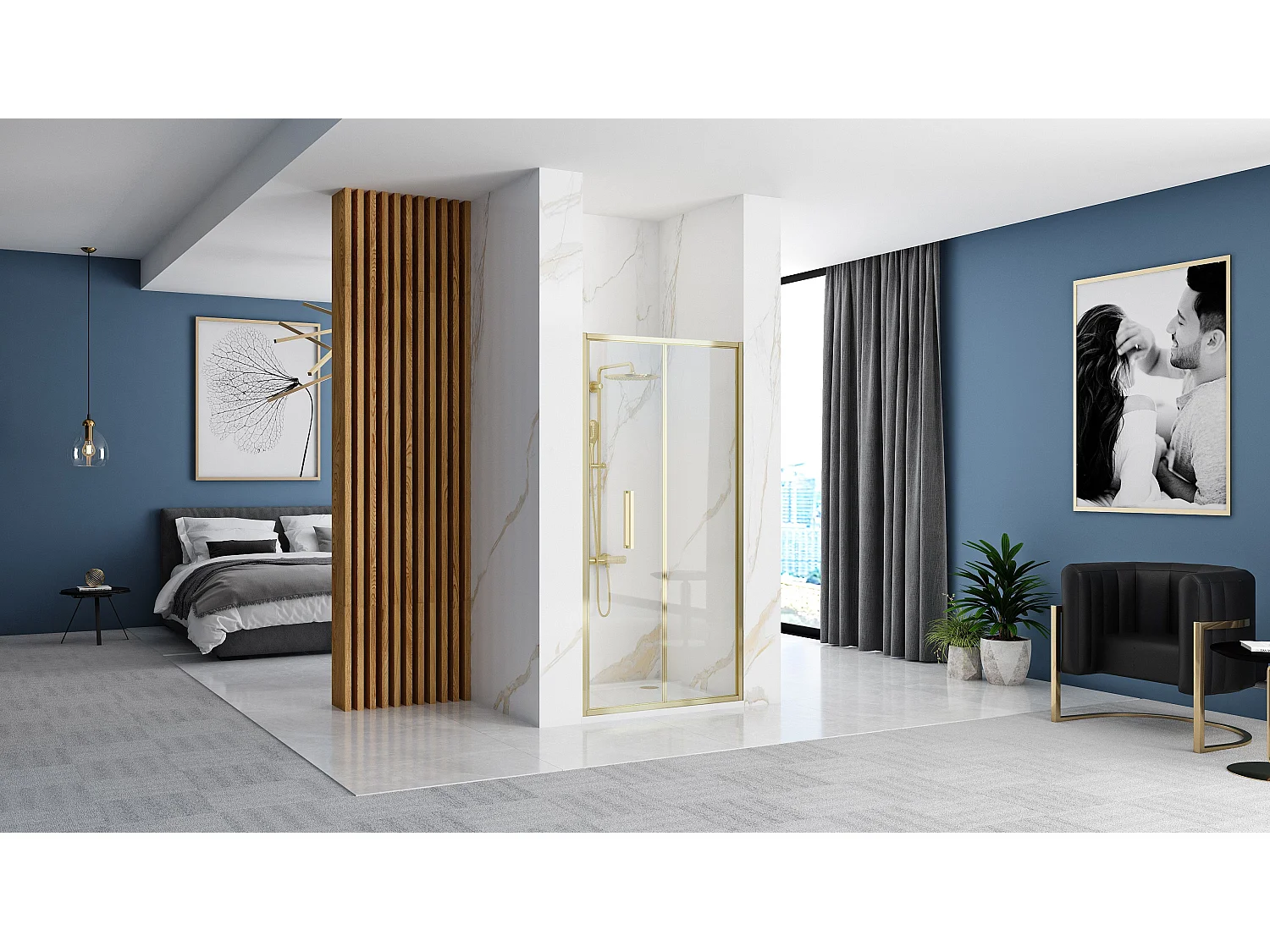 Porte De Douche Rea Rapid Fold 80 Gold