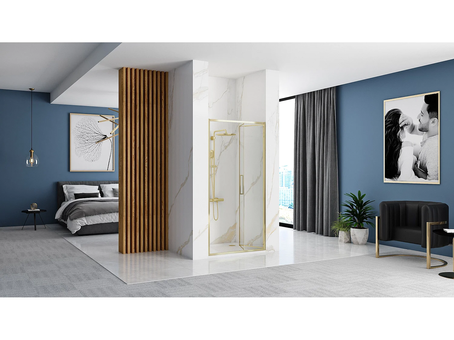 Porte De Douche Rea Rapid Fold 80 Gold