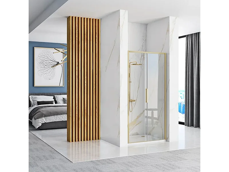 Porte De Douche Coulissante Rea Rapid Slide 120 Brush Gold