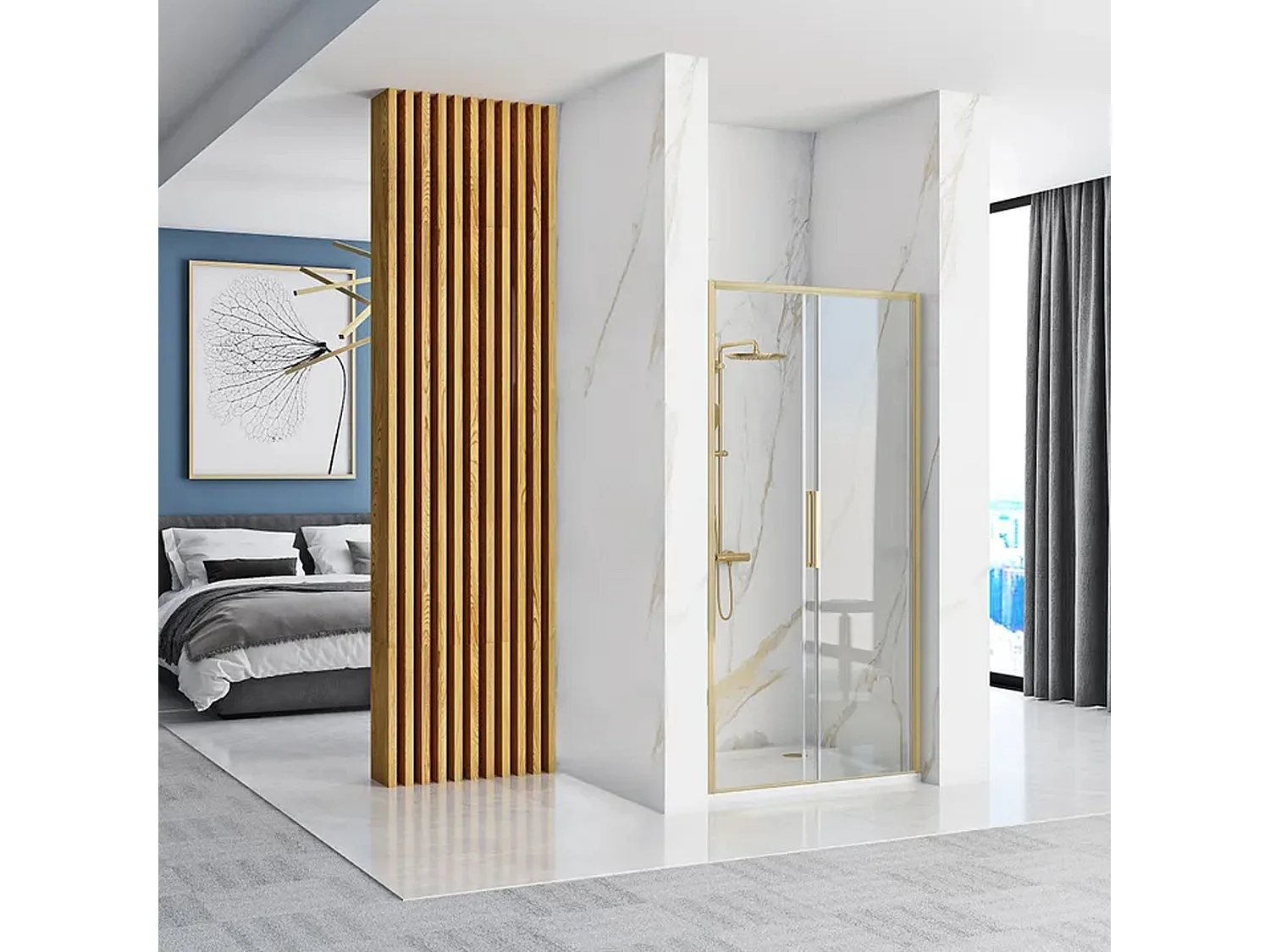 Porte De Douche Coulissante Rea Rapid Slide 120 Brush Gold