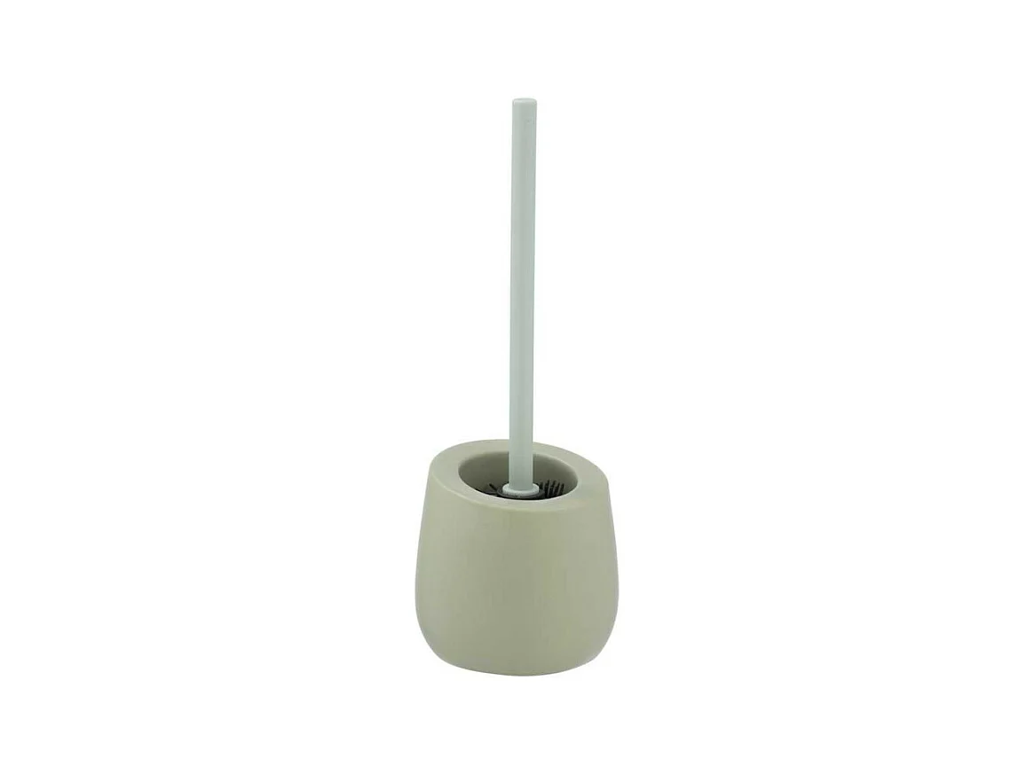 Ensemble brosse WC en céramique "Badi" - Vert pale - D13,5 x 38 cm