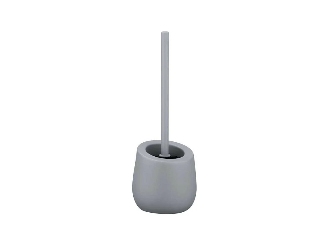 Ensemble brosse WC en céramique "Badi" - Gris - D 13,5 x H 38 cm