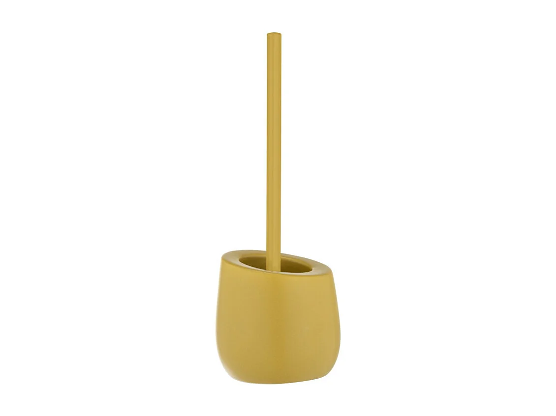 Brosse WC "Badi" en céramique et silicone - Jaune : H 38 cm