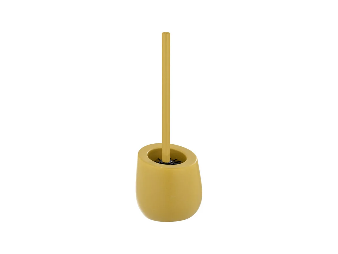 Brosse WC "Badi" en céramique et silicone - Jaune : H 38 cm