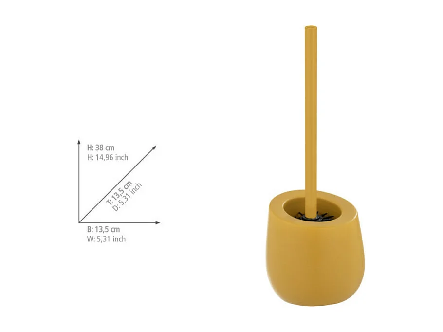Brosse WC "Badi" en céramique et silicone - Jaune : H 38 cm
