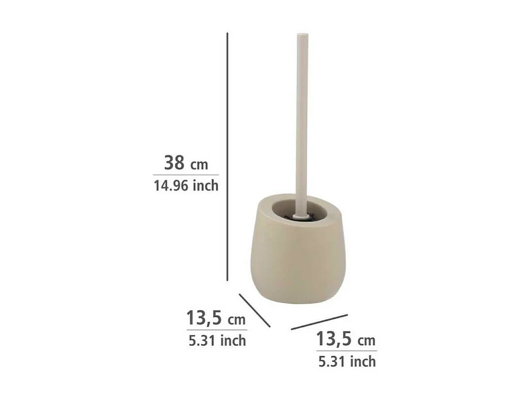 Ensemble brosse WC en céramique "Badi" - Beige - D13,5 x 38 cm