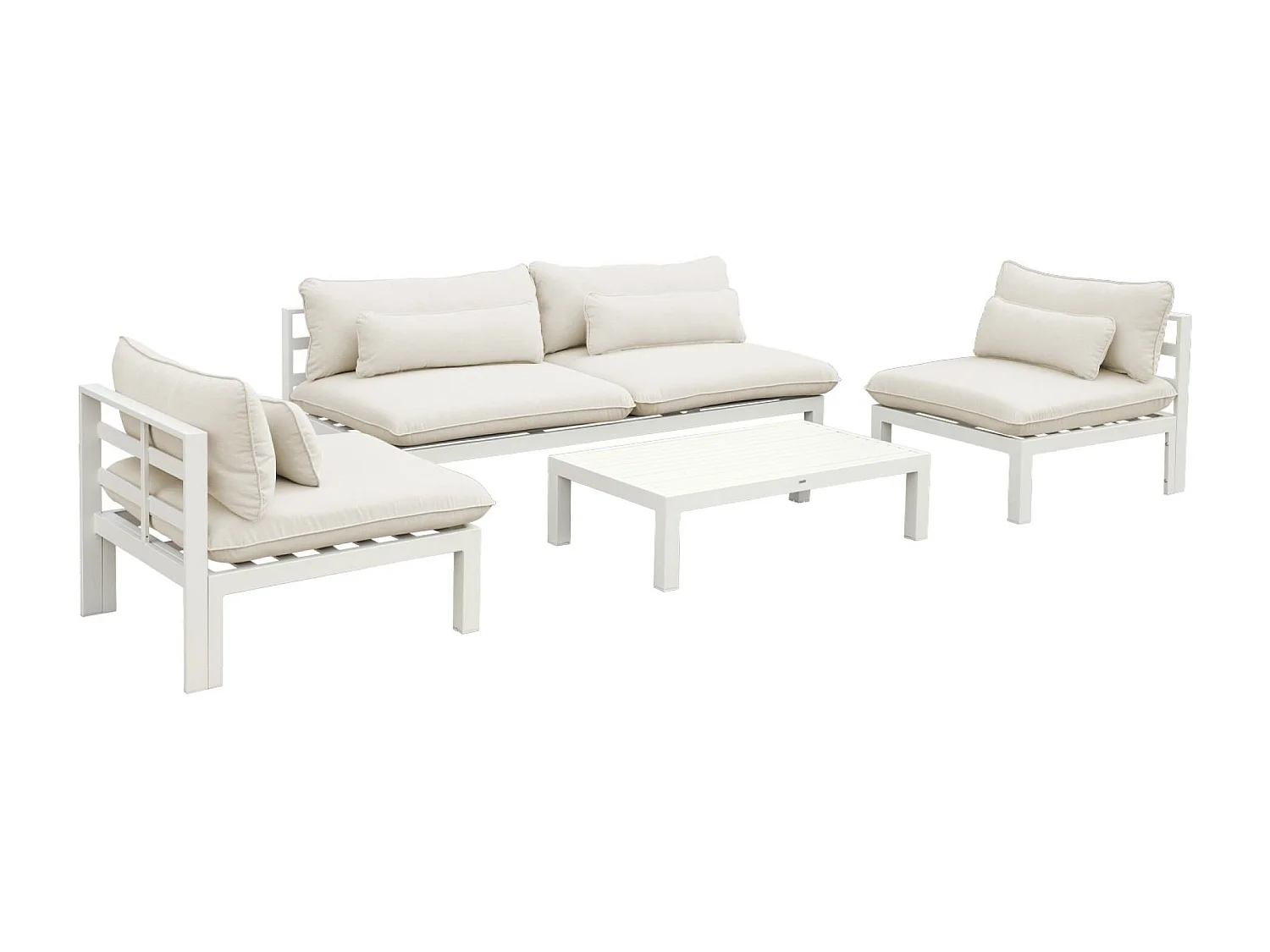 Conjunto de muebles de jardín de aluminio de 4 plazas beige