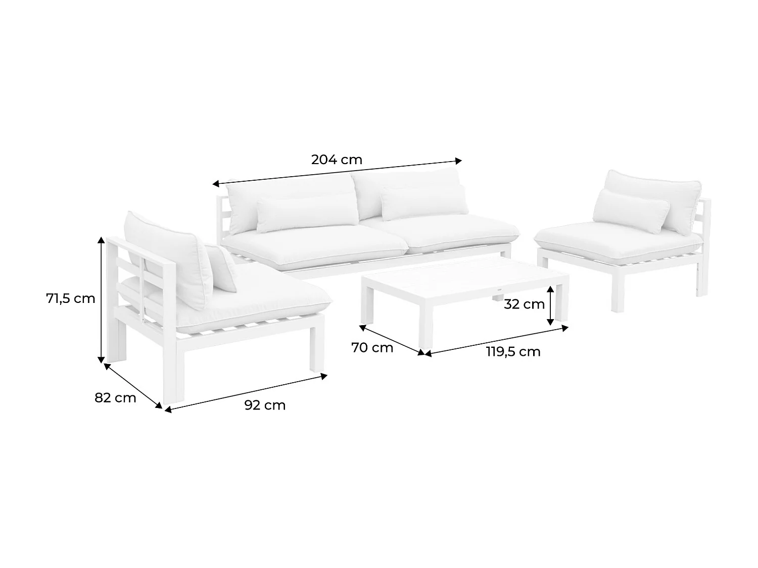 Conjunto de muebles de jardín de aluminio de 4 plazas beige