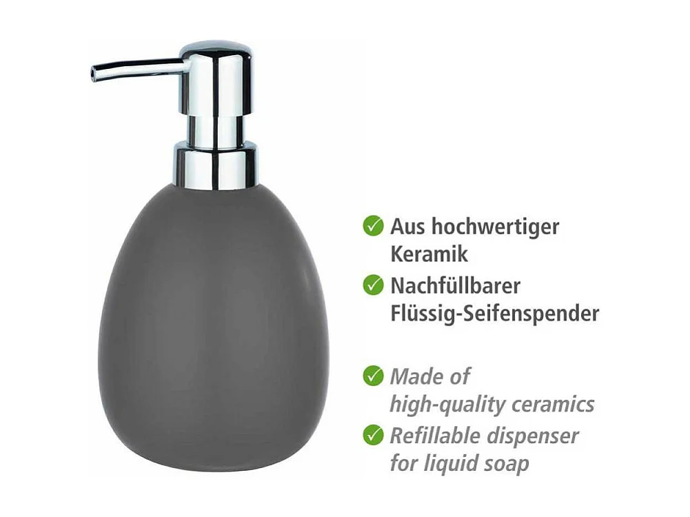 Distributeur de savon en céramique "Polaris" - Gris - 390 ml