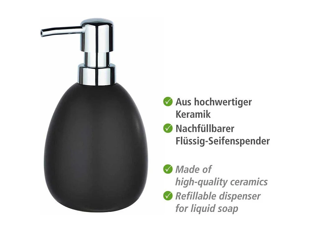 Distributeur de savon en céramique "Polaris" - Noir -390 ml