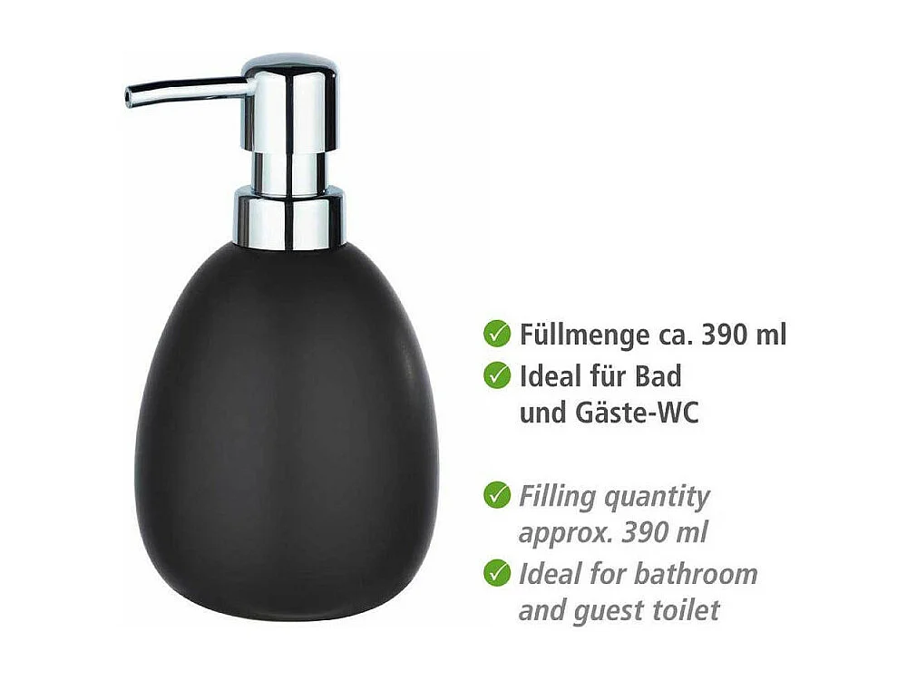 Distributeur de savon en céramique "Polaris" - Noir -390 ml