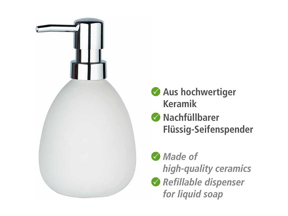 Distributeur de savon en céramique "Polaris" - Blanc - 390 ml