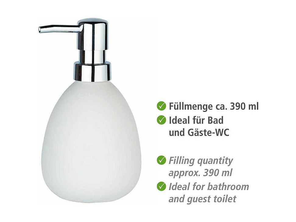 Distributeur de savon en céramique "Polaris" - Blanc - 390 ml