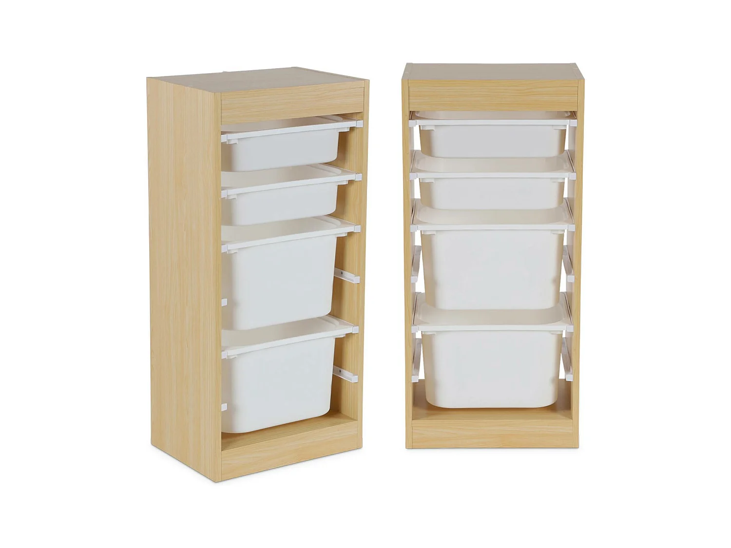 Meuble de rangement enfant 4 bacs de rangement. 41.5 x 30 x 89cm (Lot de 2) naturel