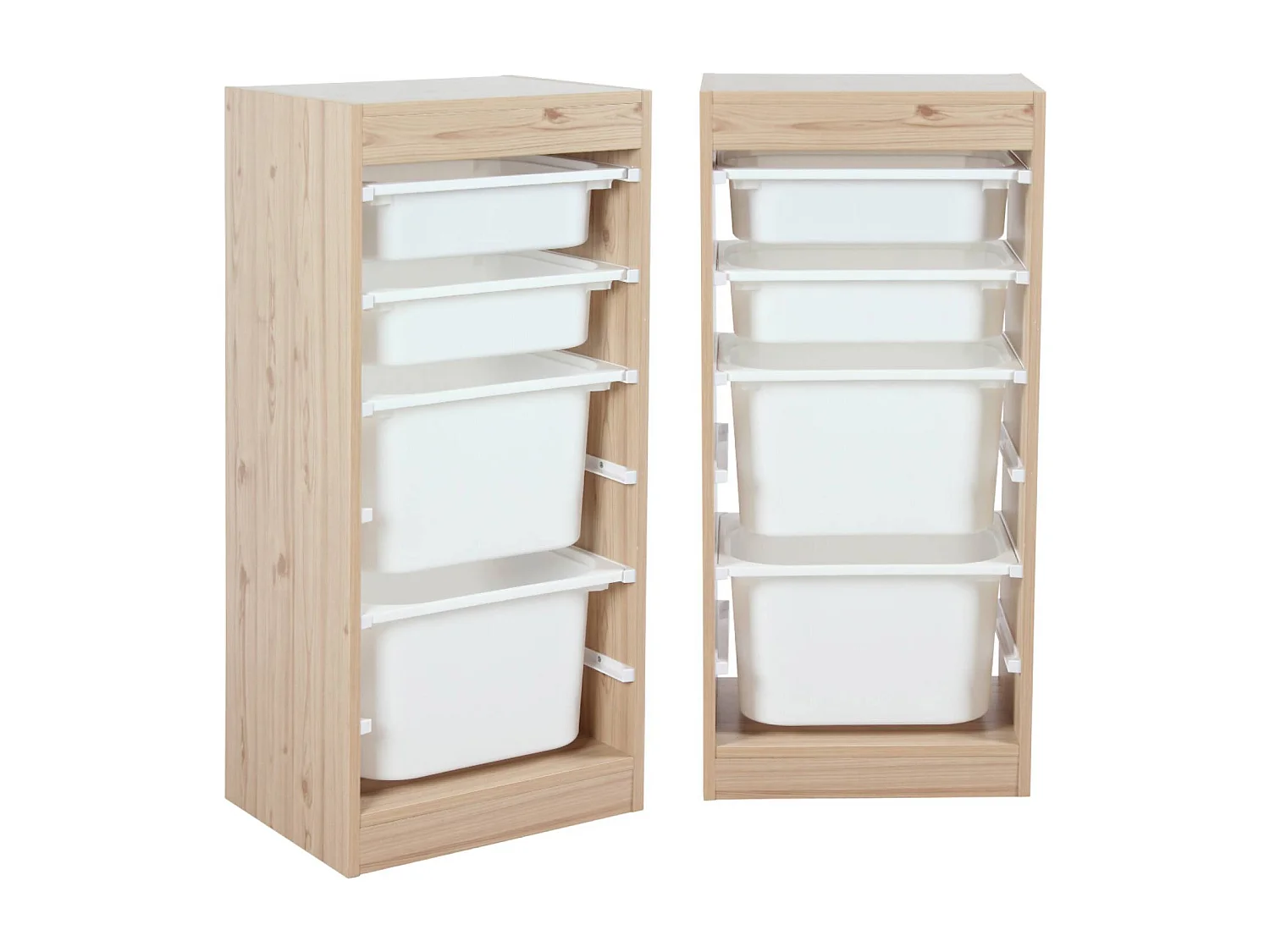 Mueble de almacenamiento infantil 4 cajas, set de 2 natural