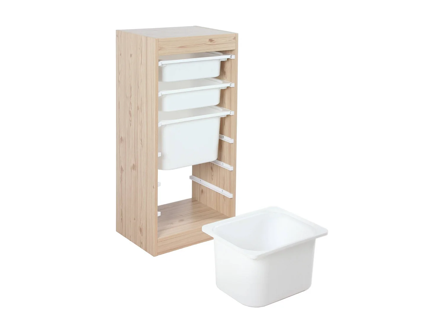 Mueble de almacenamiento infantil 4 cajas, set de 2 natural