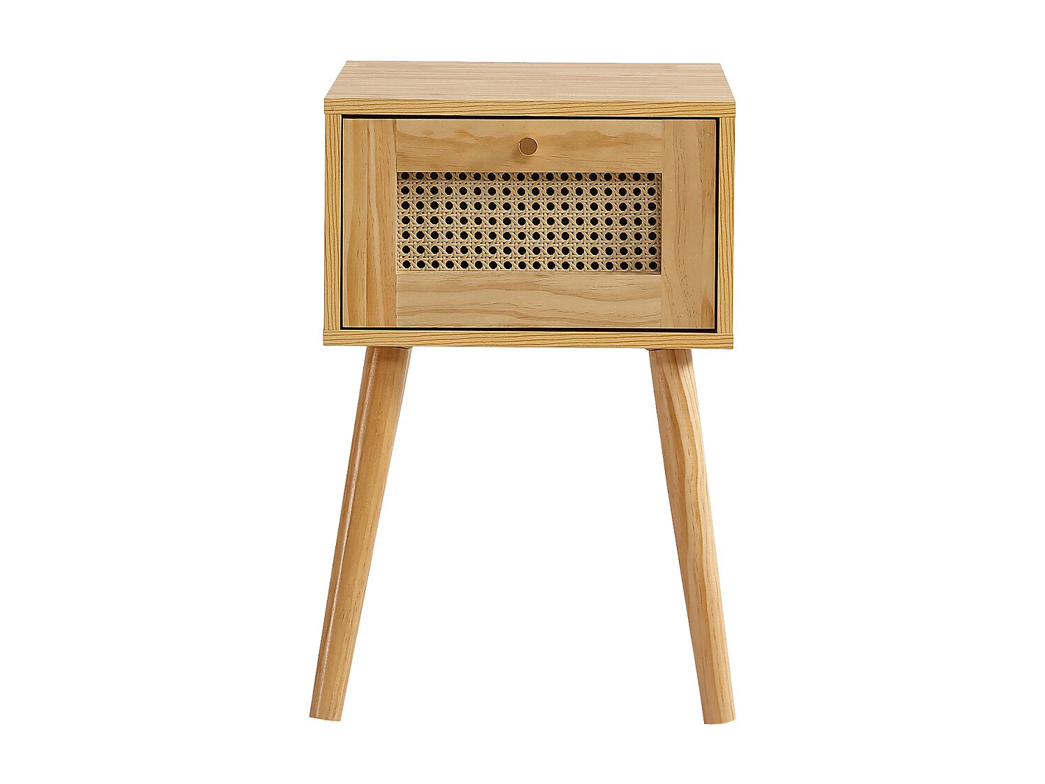 Nachtkastje met één lade en rotan blad voor woonkamer slaapkamer 38x38x58.5cm natuurlijk