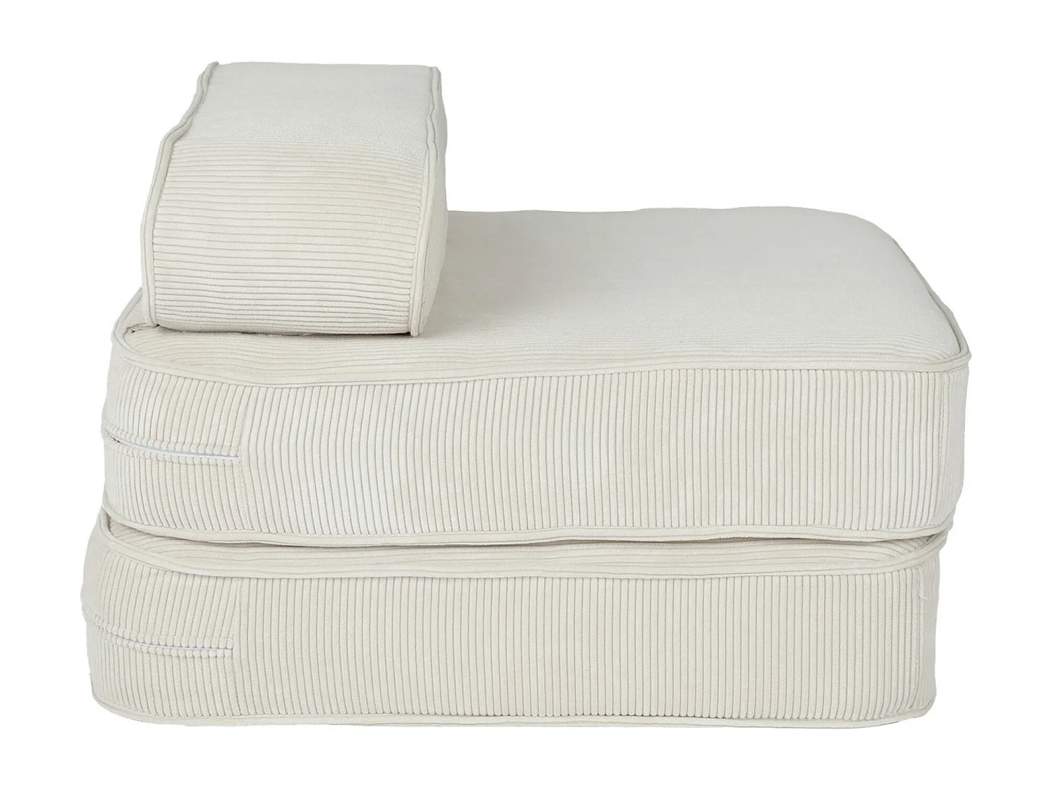 Fauteuil enfant en velours côtelé dépliable. couleur crème. L 66 x P 62 x H 43.5 cm