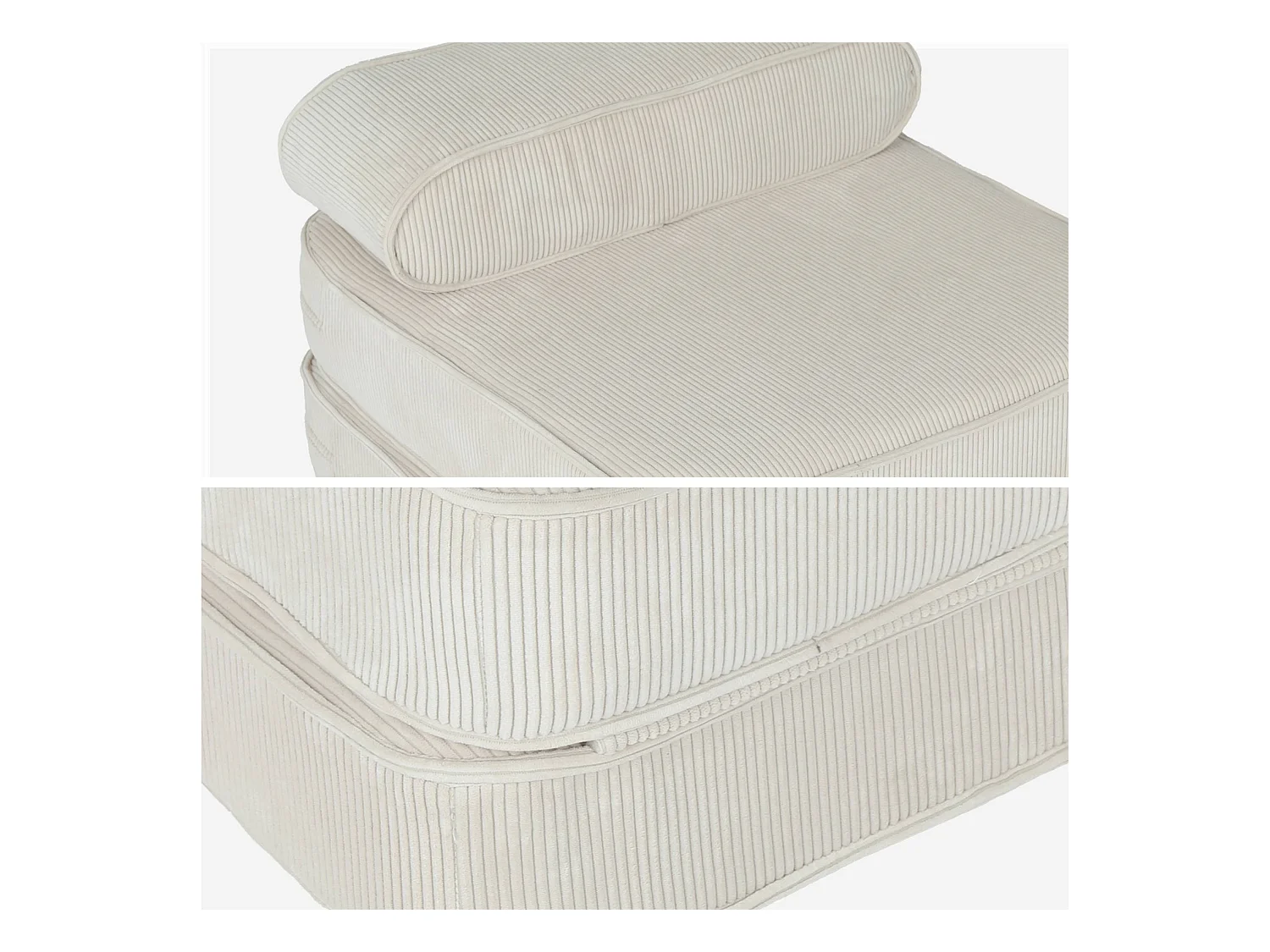 Poltrona per bambini in velluto a coste pieghevole, marrone naturale