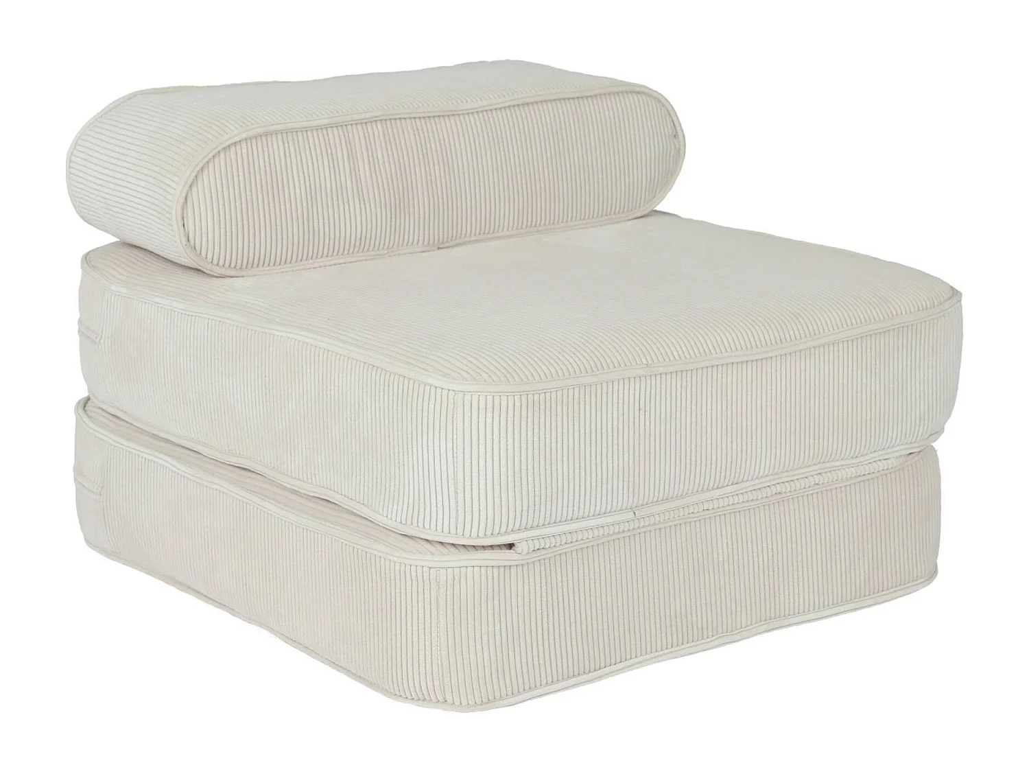 Fauteuil enfant en velours côtelé dépliable. couleur crème. L 66 x P 62 x H 43.5 cm