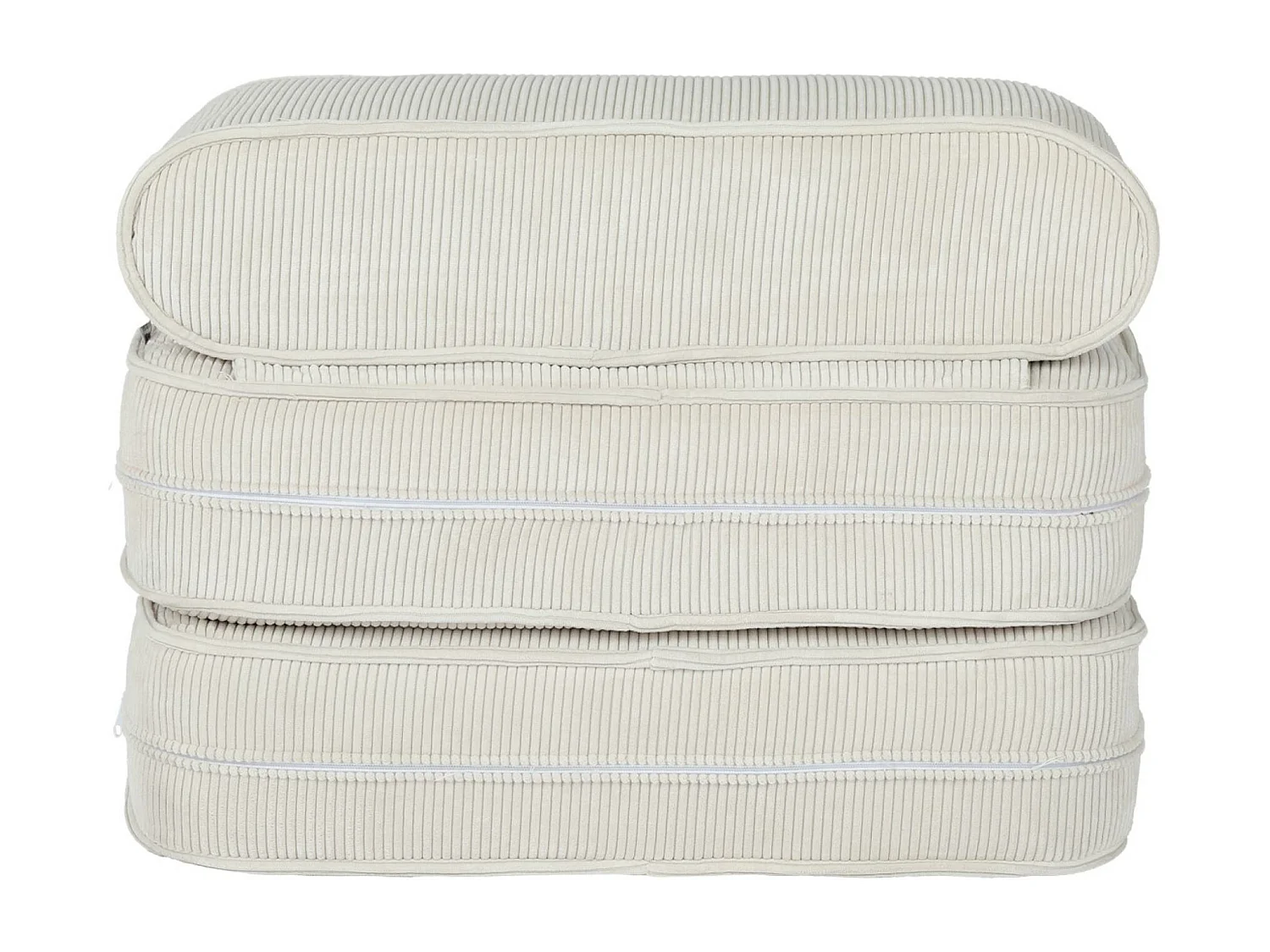 Fauteuil enfant en velours côtelé dépliable. couleur crème. L 66 x P 62 x H 43.5 cm