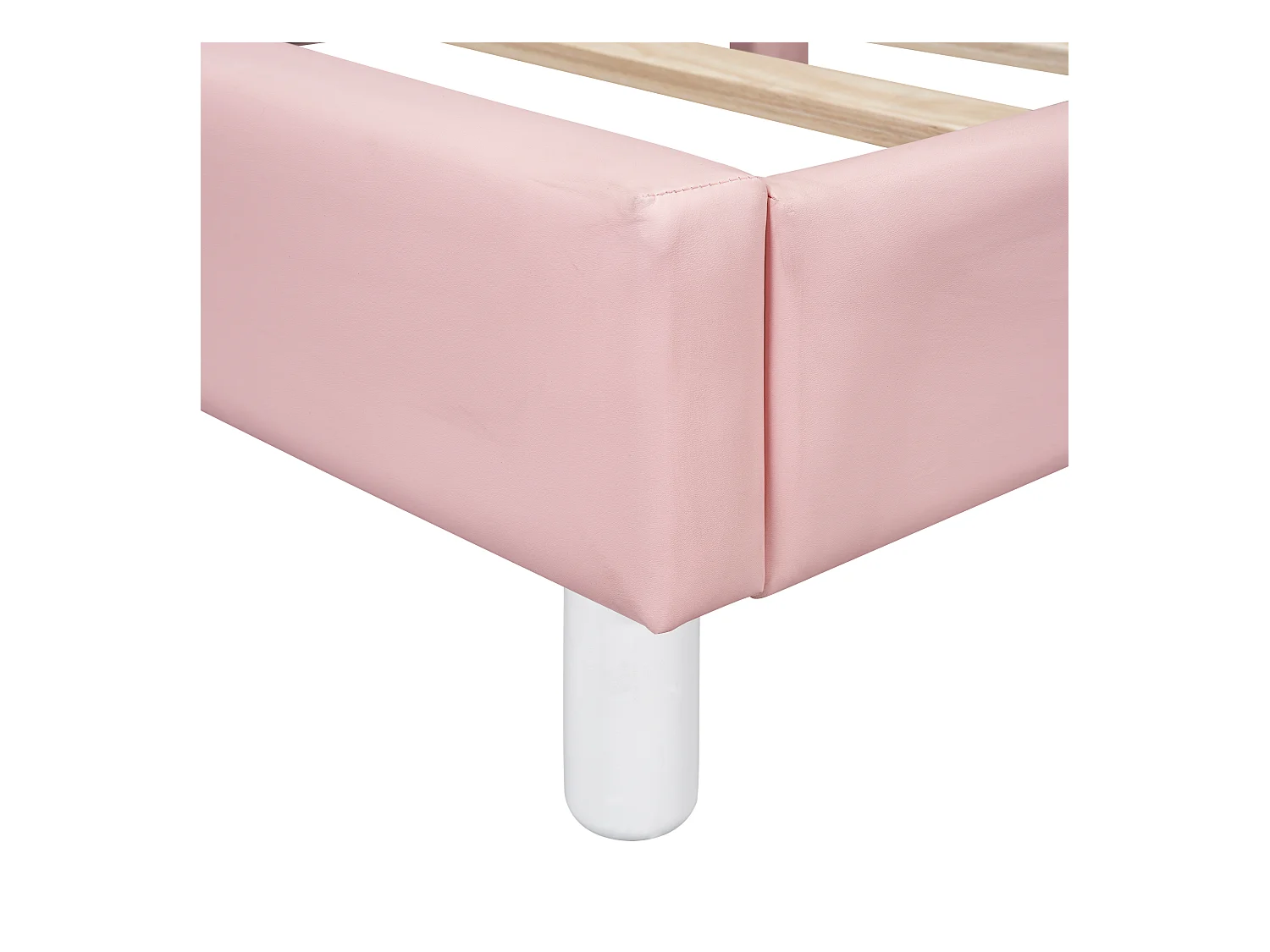 Kinderbed eenpersoonsbed 90x200cm, gestoffeerd bed met zacht regenboogwolk hoofdbord, houten lattenbodem, PU, roze