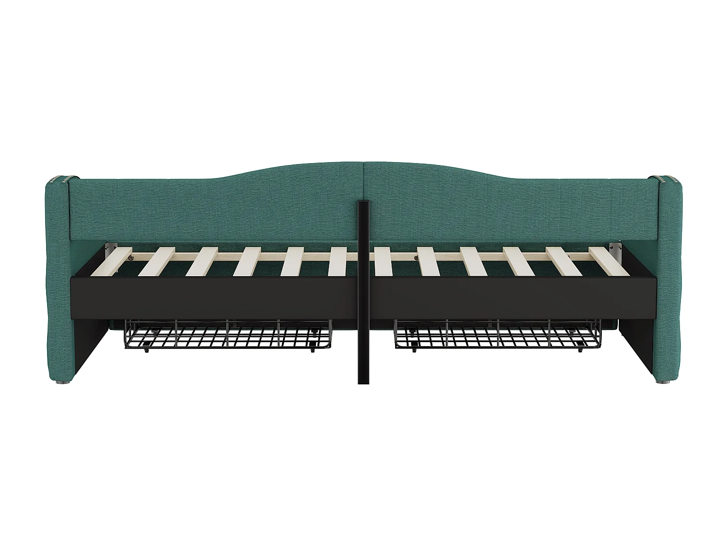 Slaapbank 90 x 200 cm, slaapbank, eenpersoons slaapbank met lades, veel opbergruimte, groen