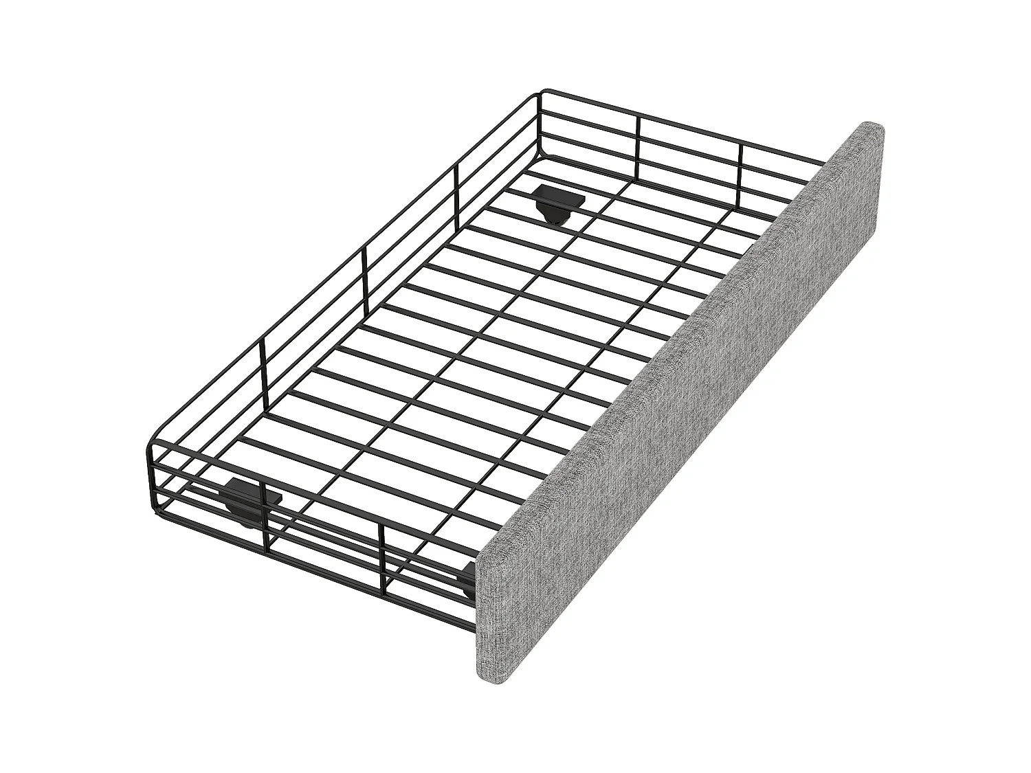 Cama individual 90x200cm, cama plana acolchada, con 3 cajones, somier y cabecero, blanco