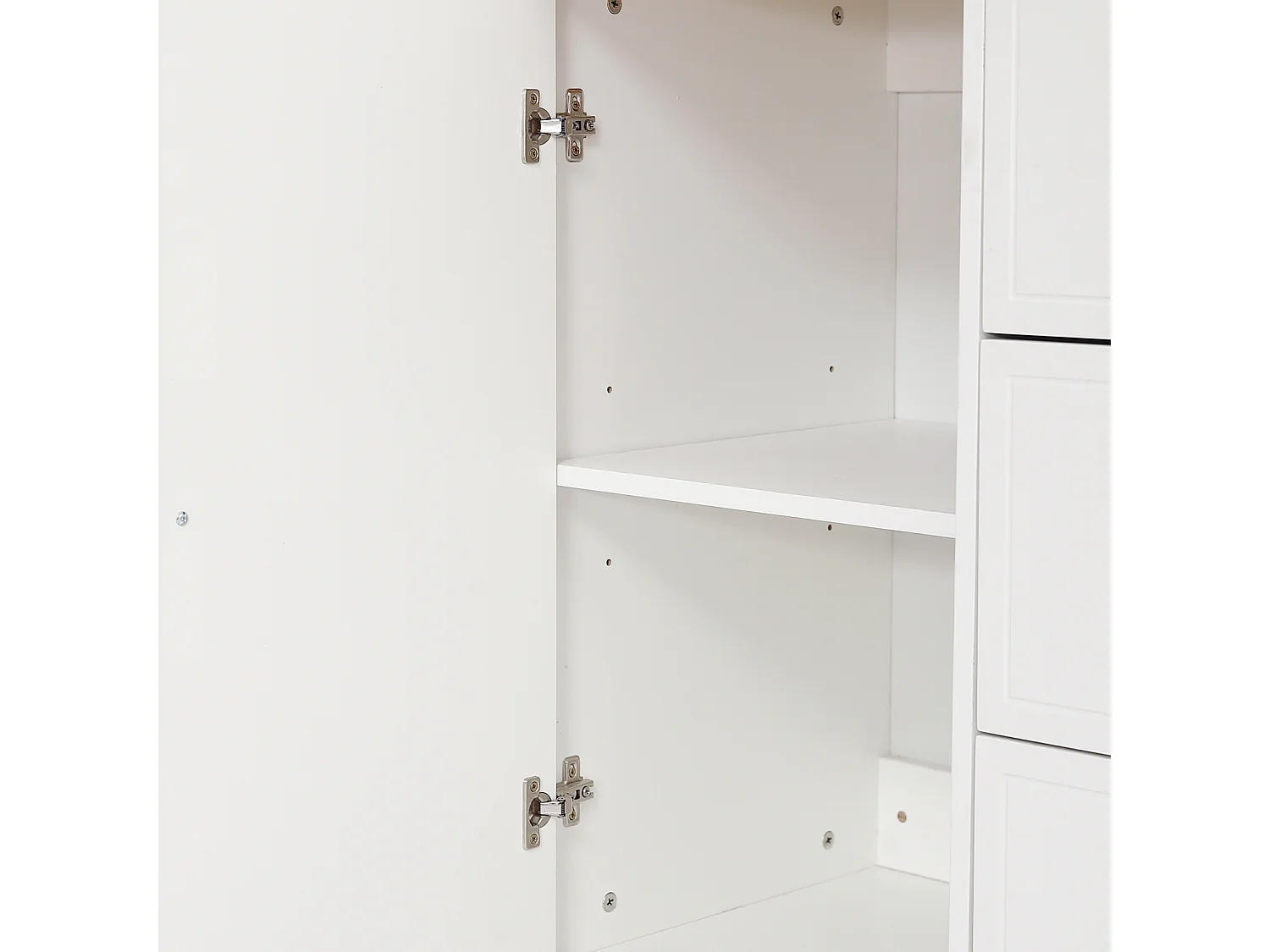 Buffet 140x45x84cm, avec 3 tiroirs et 2 portes, avec poignée, pour le séjour et la chambre, MDF+aggloméré, blanc+naturel