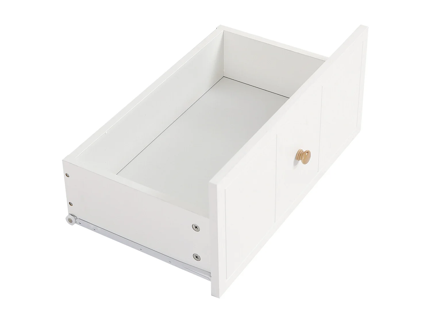 Buffet 140x45x84cm, avec 3 tiroirs et 2 portes, avec poignée, pour le séjour et la chambre, MDF+aggloméré, blanc+naturel