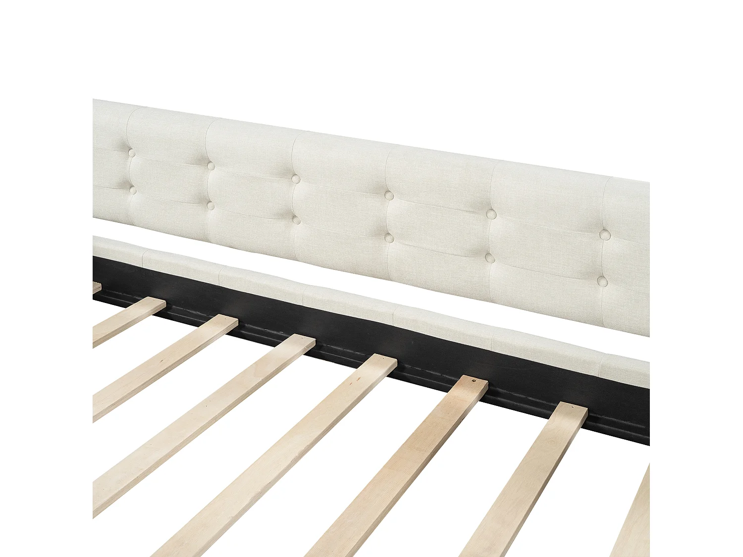 Letto singolo 90x200 cm, divano divano letto, decorazione con bottoni, semplice ed elegante, con rete a doghe, beige