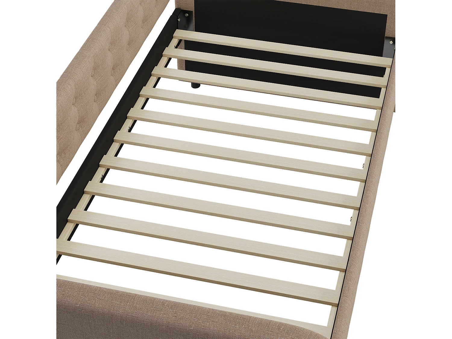 Lit gigogne 90x200cm+90x190cm, méridienne, peut être divisé en 2 lits, canapé lit, avec soomier à lattes, gris foncé