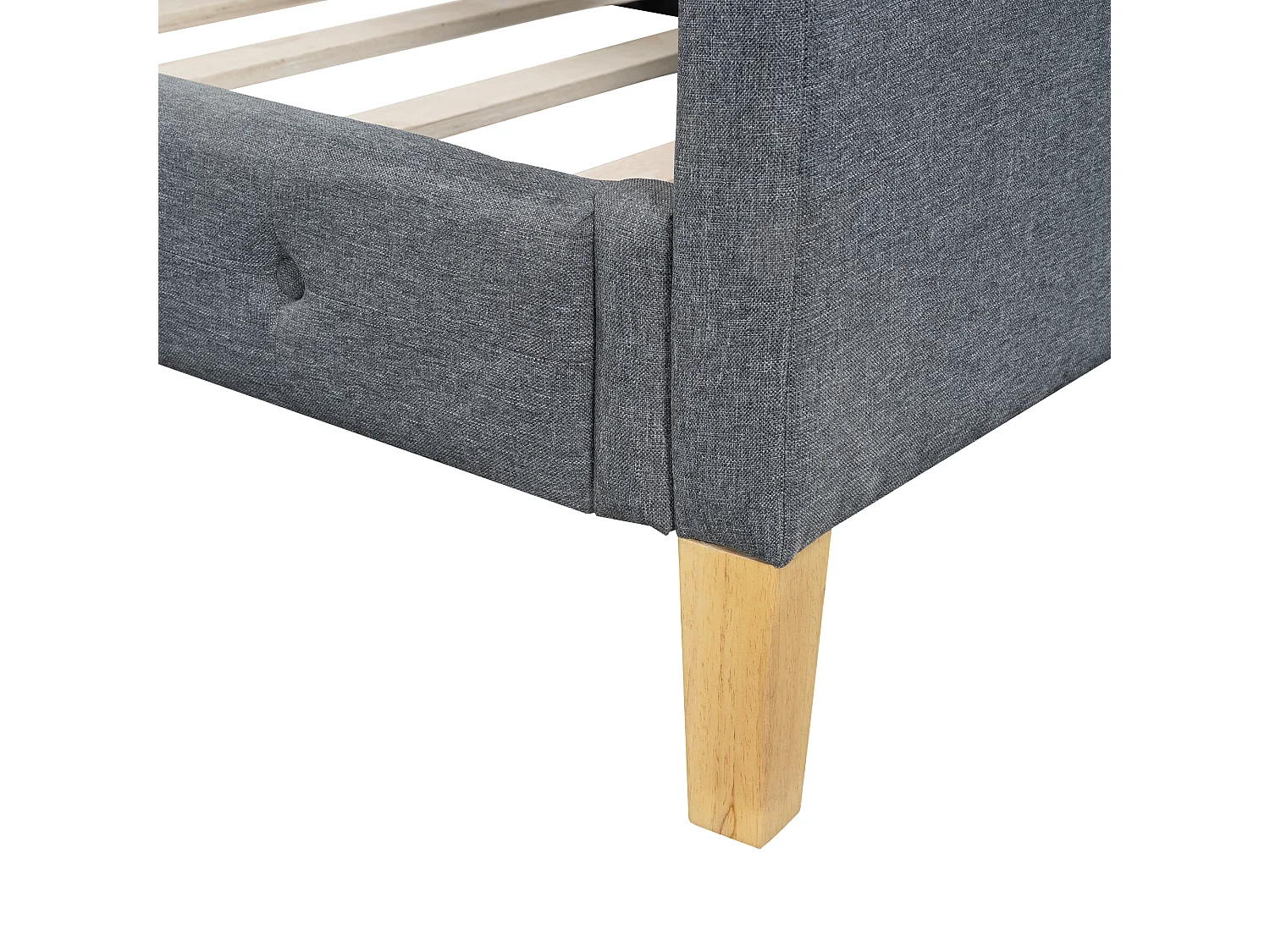 Sofá-cama em linho 90×200cm, estrutura de cama, ornamento de botão, cama simples e elegante, cinzento