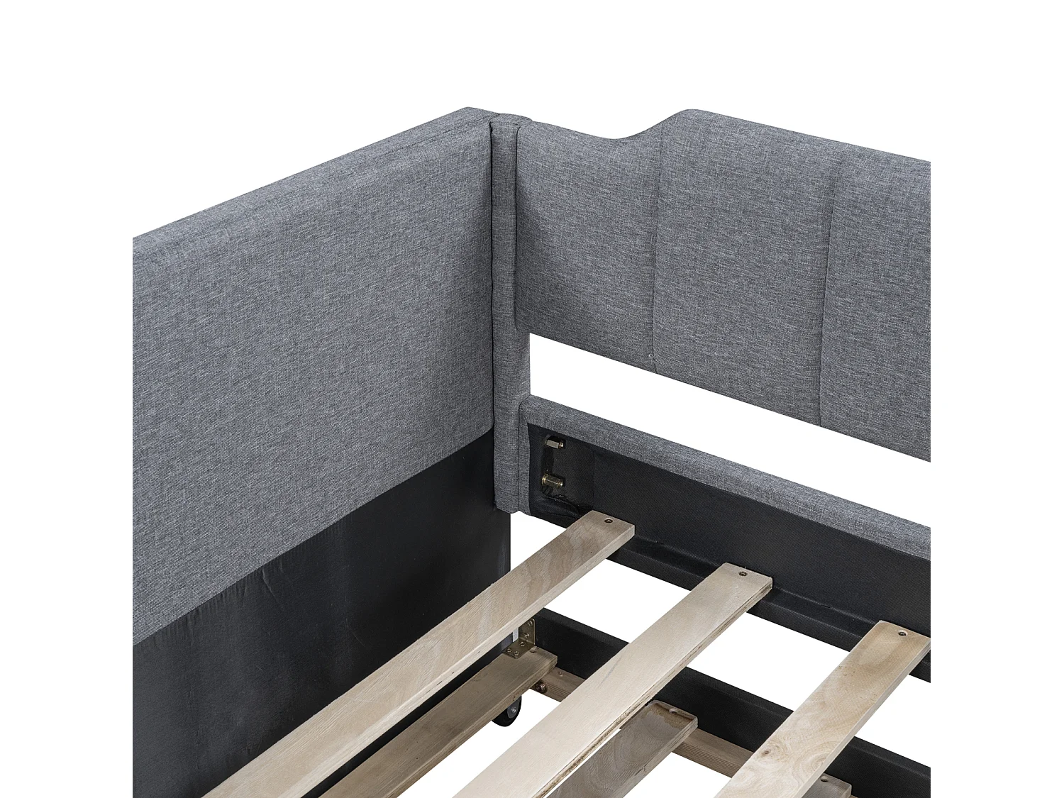 Letto estraibile 90x200cm+90x190cm - Divano letto allungabile con reti a doghe in legno, senza materasso - Lino Grigio