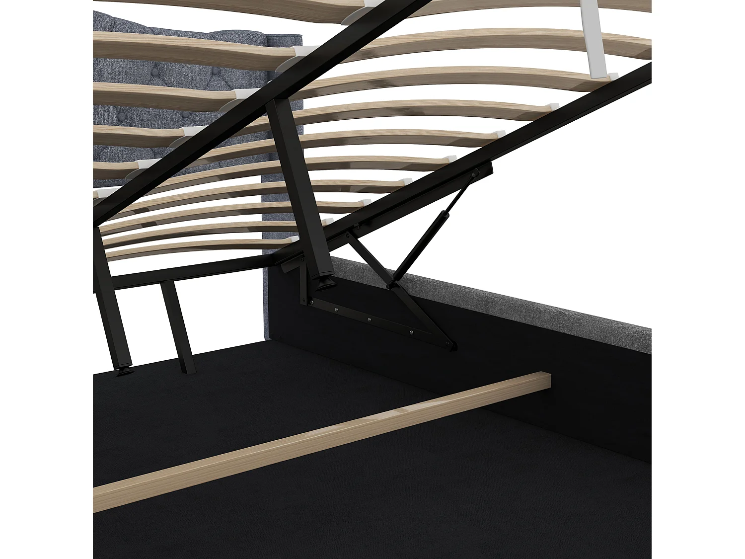 Gestoffeerd opbergbed 180 x 200cm - linnen platformbed Hydraulisch hefsysteem onder de opbergruimte, Houten lattenbodem met hoofdeinde - wit