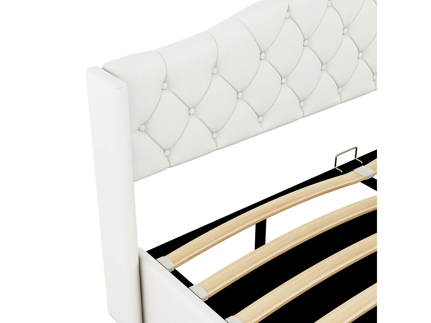 Lit coffre rembourré 180 x 200cm - lit plateforme en lin Système de levage hydraulique sous le coffre, Support à lattes en bois avec tête de lit - Gris