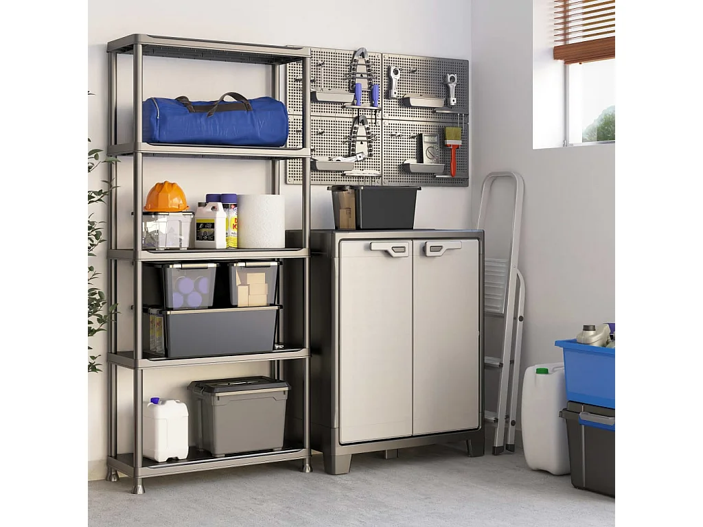 Armadietto Basso Titan Nero e Grigio 100 cm