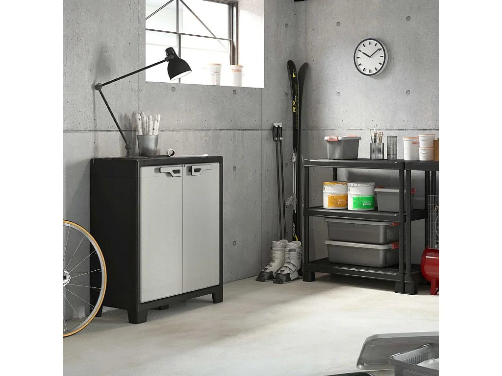 Armoire de rangement basse Titan Noir et gris 100 cm