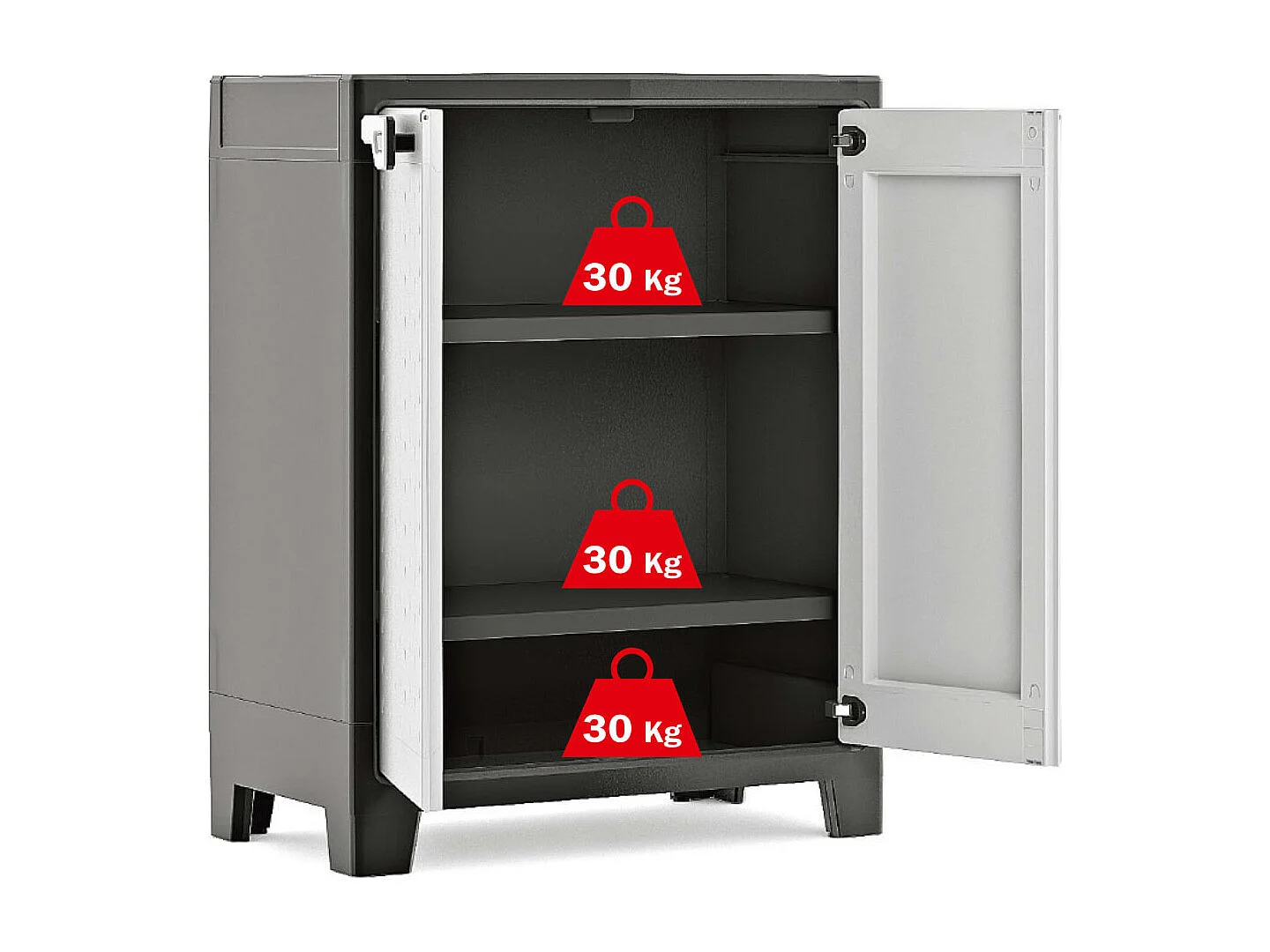 Armoire de rangement basse Titan Noir et gris 100 cm