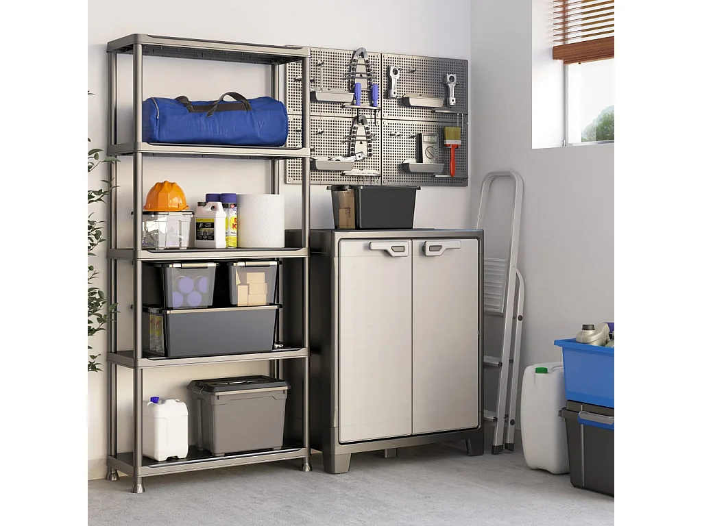 Keter Niedriger Lagerschrank Titan Schwarz und Grau 100 cm