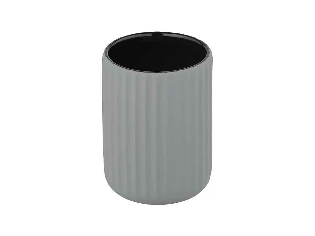 Gobelet pour brosse à dent en céramique "Belluno" - Gris - D 8 x H 11 cm