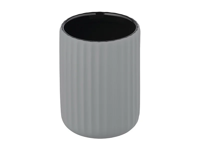 Gobelet pour brosse à dent en céramique "Belluno" - Gris - D 8 x H 11 cm