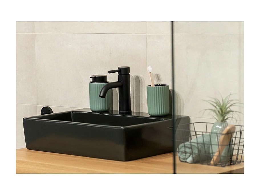 Gobelet pour brosse à dent en céramique "Belluno" - Vert - D 8 x H 11 cm