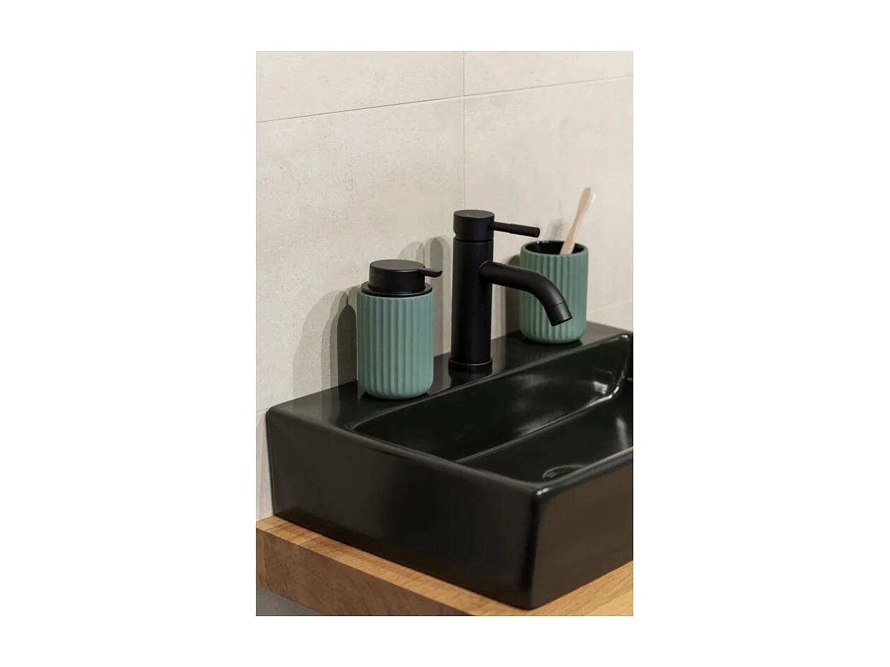 Gobelet pour brosse à dent en céramique "Belluno" - Vert - D 8 x H 11 cm