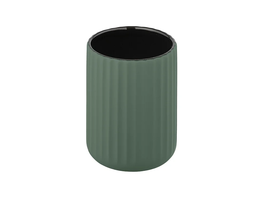 Gobelet pour brosse à dent en céramique "Belluno" - Vert - D 8 x H 11 cm