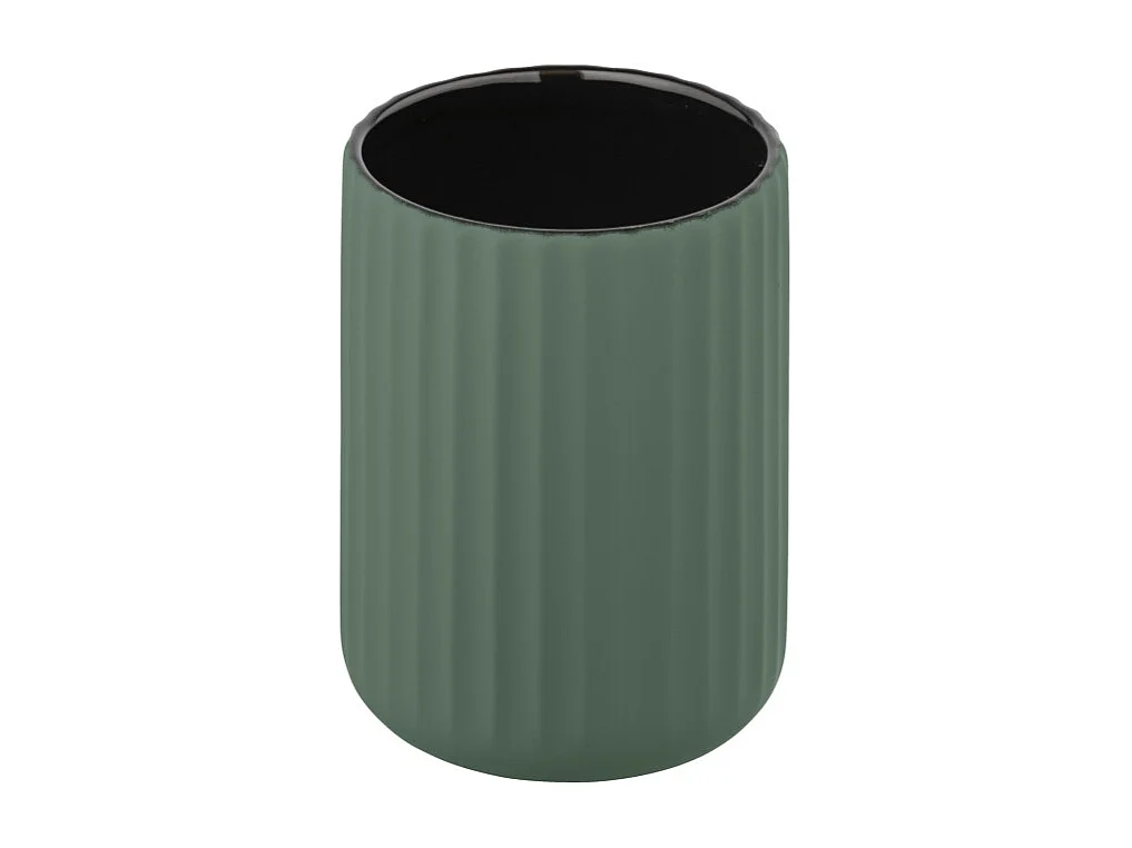 Gobelet pour brosse à dent en céramique "Belluno" - Vert - D 8 x H 11 cm