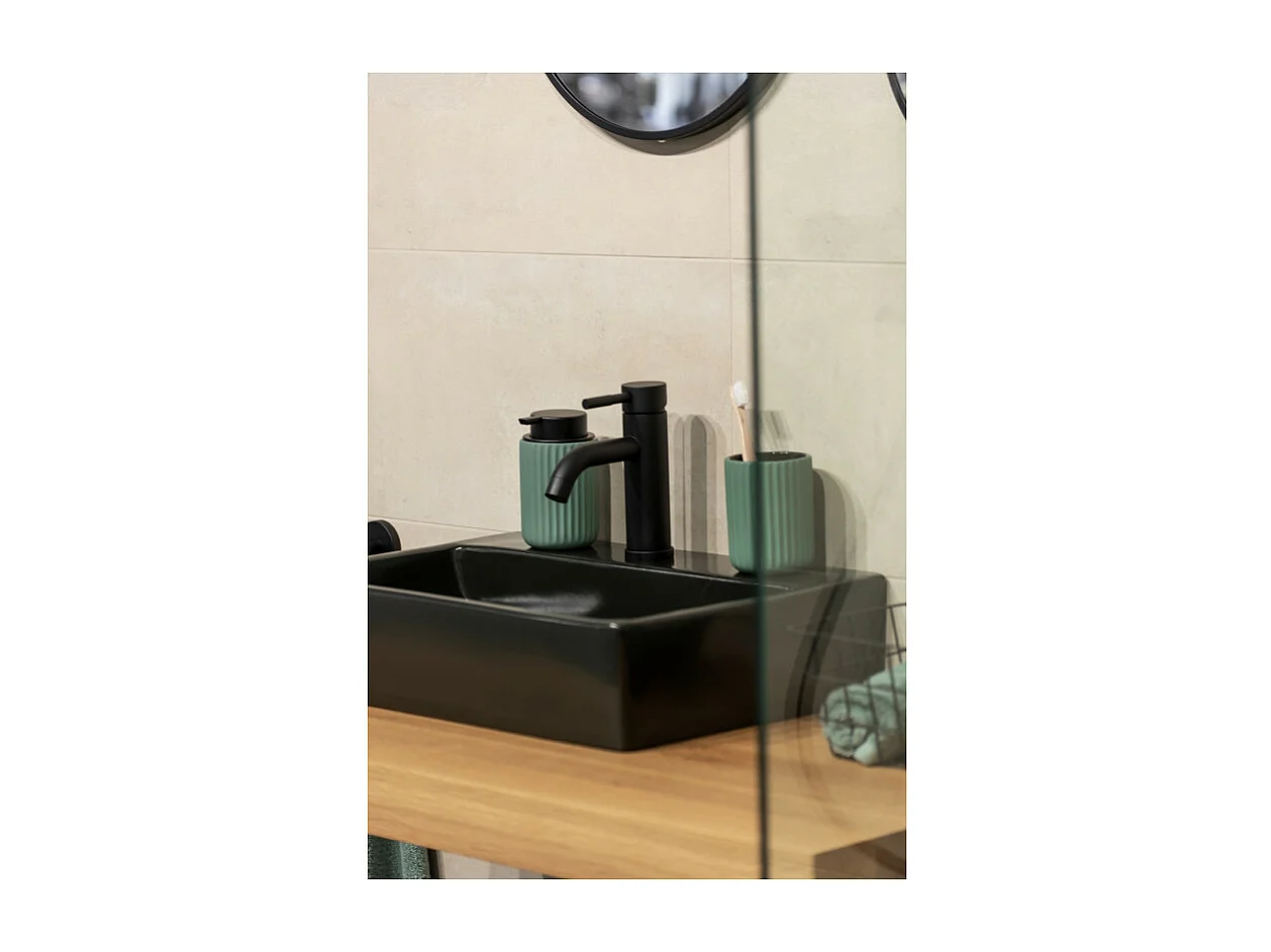 Gobelet pour brosse à dent en céramique "Belluno" - Vert - D 8 x H 11 cm